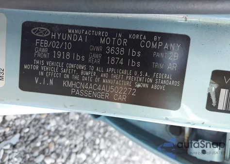 2010 Hyundai Accent Gls from USA, damaged, VIN KMHCN4AC4AU502272